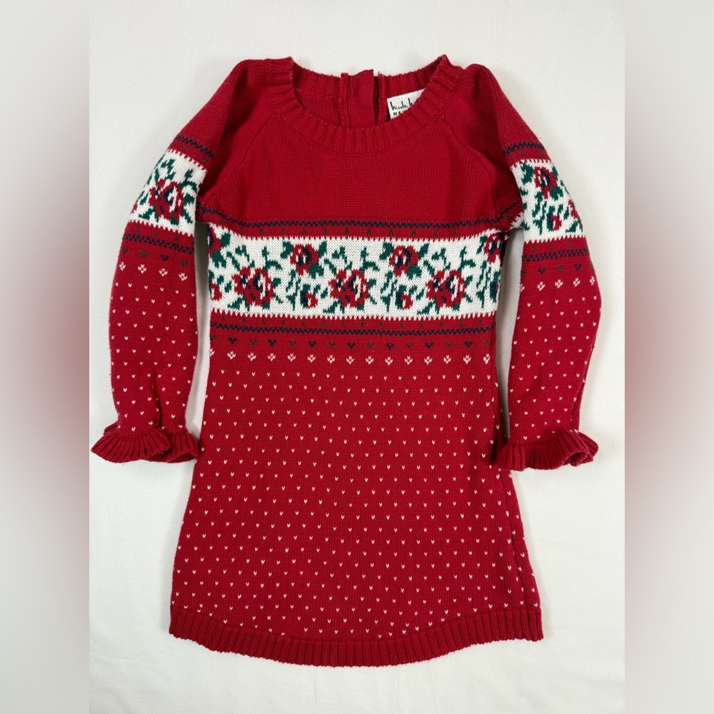 NICOLE MILLER NEW YORK Baby Girls' Red Floral Knit Christmas Dress Size 24M
